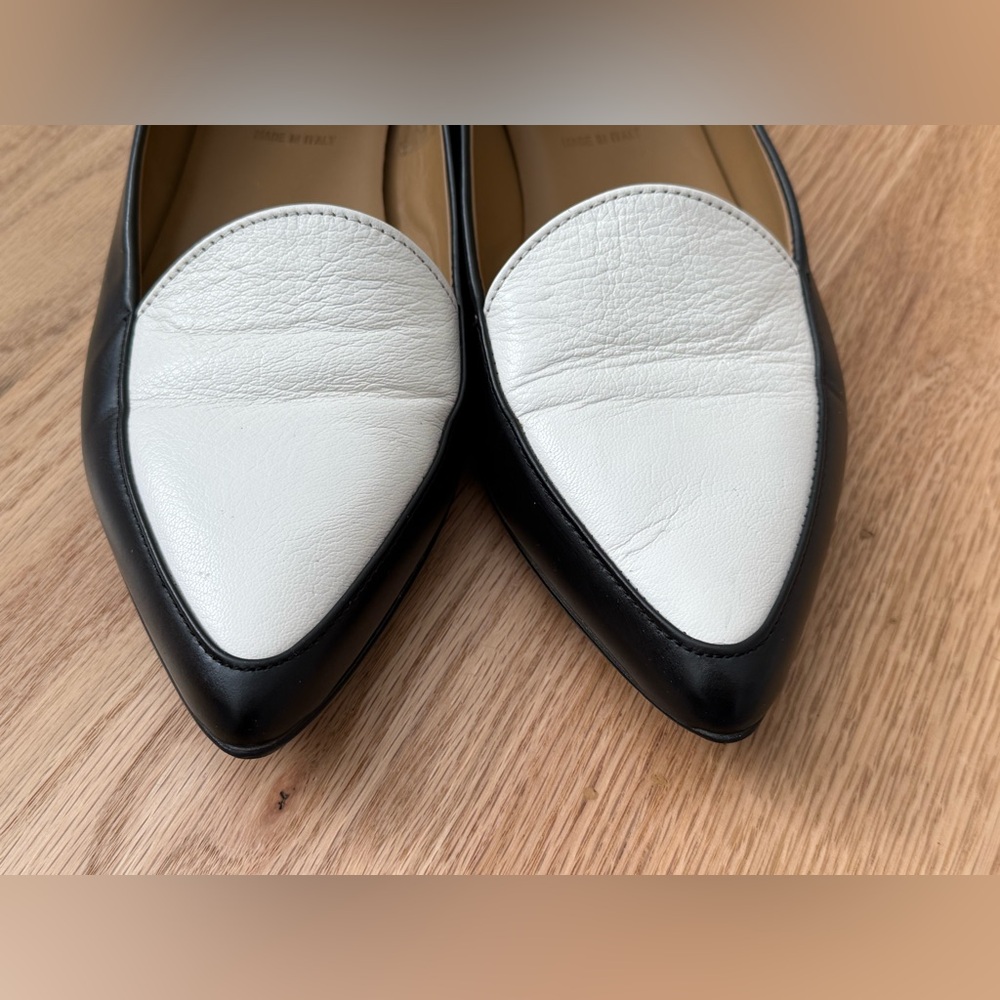 Everlane Leather The Modern Point Loafers Flats Black White Size 9 - Picture 12 of 12